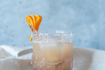Orange and banana cocktail close-up