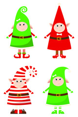Collection of Christmas gnomes in cute costumes.
Gnomes from the Christmas cartoon. Merry Christmas 2021 with cute Scandinavian gnomes. Vector illustration.