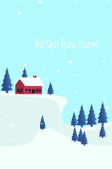 Fototapeta premium Vector illustration, holiday card template. Winter has come. Festive postcard for the new year.