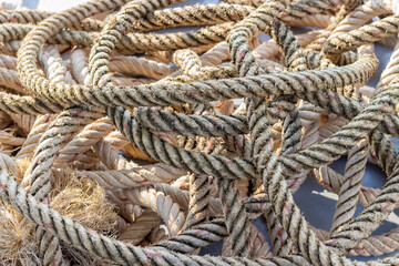 Tangled old ship rope background