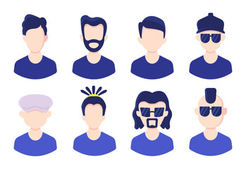 Man avatar collection icon set
