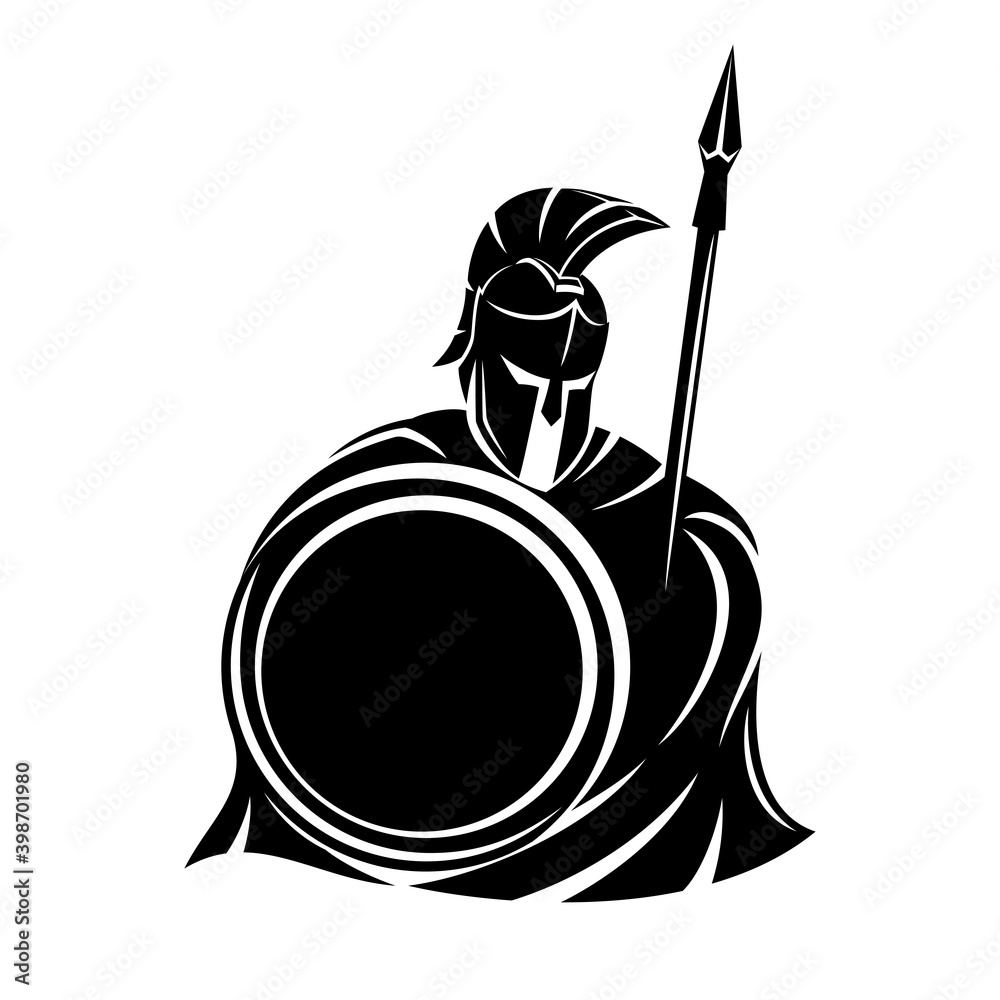 Canvas Prints spartan sign with spear and shield on a white background.