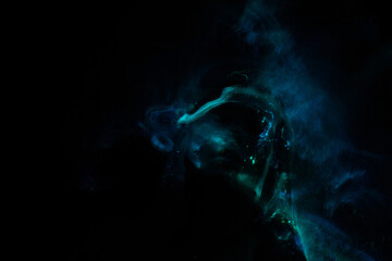 lightpainting portrait, new art direction, long exposure photo without photoshop, light drawing at long exposure