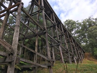 wooden bridge from under