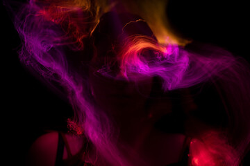 lightpainting portrait, new art direction, long exposure photo without photoshop, light drawing at long exposure