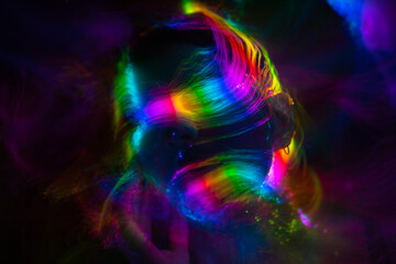 lightpainting portrait, new art direction, long exposure photo without photoshop, light drawing at long exposure