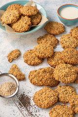 Homemade vegan oatmeal cookies with chia seeds.