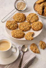 Homemade vegan oatmeal cookies with chia seeds.