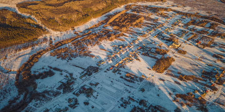 Russian village pictures from the air. 360