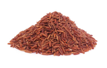 Heap of red rice isolated on white background