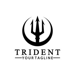 Vintage Trident Spear of Poseidon Neptune God Triton King logo design