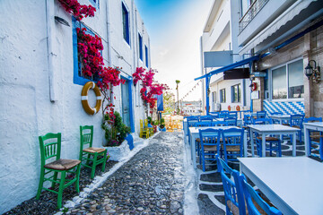 Beautiful street view in Kos Island. Kos Island is a popular tourist destination in Greece.