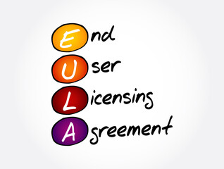 EULA - End User Licensing Agreement acronym, technology concept background