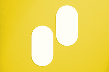 Mockup cards in a minimalistic style. Blank oval form with rounded edges. Perfect for wedding invitation and greeting card. Illuminating Pantone Color Of The Year 2021.