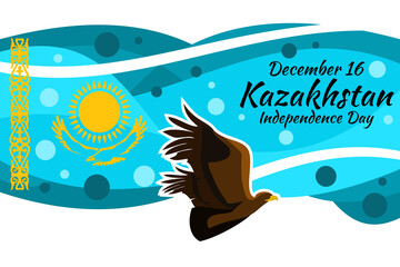 December 16, Independence day of Kazakhstan vector illustration. Suitable for greeting card, poster and banner.