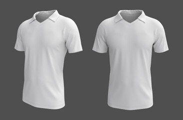 Blank collared shirt mockup, front, and side views, tee design presentation for print, 3d rendering, 3d illustration