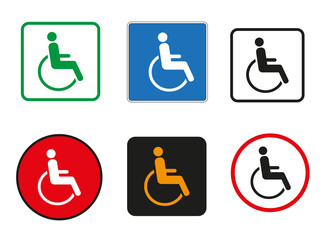 Disabled set vector icon in flat style. Handicap line symbol on white background.