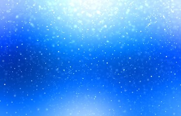 Winter deep blue empty background decorated soft snow. Blur pattern.