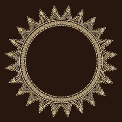 Mandala, designer frame, circle.Designer decorative frame.Beautiful elegant vector element for design and place for your text. Border for any of your ideas.Lace image in the form of a circle or sun.