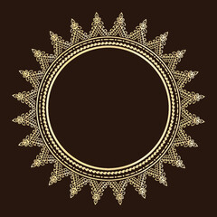 Mandala, designer frame, circle.Designer decorative frame.Beautiful elegant vector element for design and place for your text. Border for any of your ideas.Lace image in the form of a circle or sun.