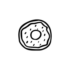Hand drawn doodle style donut in vector. Isolated illustration on white background. For graphic and web design