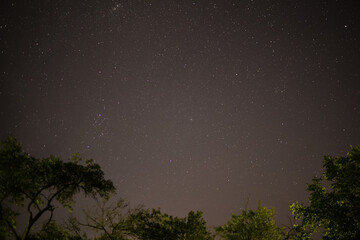Cassiopeia constellation in the night summer sky shining powerfully