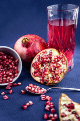 Beautiful composition of pomegranate juice.