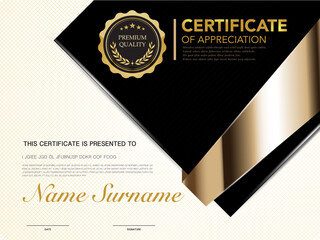 diploma certificate template black and gold color with luxury and modern style vector image, suitable for appreciation.  Vector illustration EPS10.