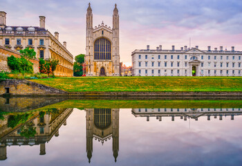 Old Cambridge chapel at sunrise in England