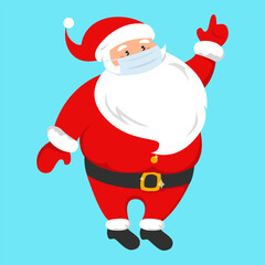 Santa Claus standing in medical mask and showing thumbs up vector isolated. Christmas celebration during coronavirus pandemic.