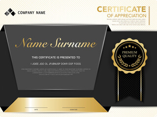 diploma certificate template black and gold color with luxury and modern style vector image, suitable for appreciation.  Vector illustration EPS10.
