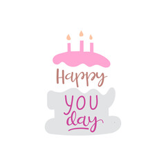 Happy birthday flat typographic card