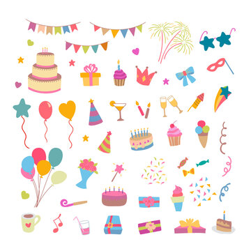 Birthday Set element vector illustration
