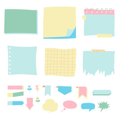 set of different color sheets of vector papers sticky note.