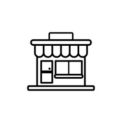 Shop icon on white background. Vector illustration in flat cartoon design. Design for webpage, banner, poster, graphic. Market place, shopping mall. 