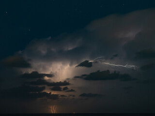 Lightning storm om Mediterranean Sea