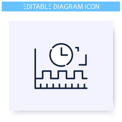 Timing diagram line icon. Timeline chart. Business, management or workflow visualisation. Infographic, presentation, planning scheme. Simple design. Isolated vector illustration. Editable stroke 