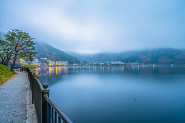 Fototapeta na wymiar Kawaguchiko lake at dawn .Japan