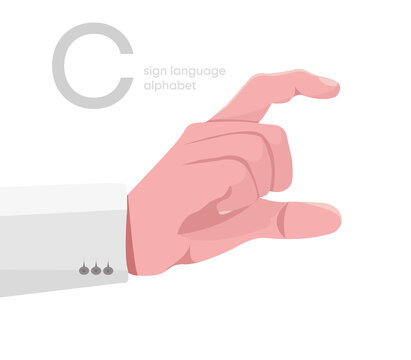 The letter 'C. Universal and Turkish handicapped hand alphabet letter C. Disabled hand. Hand tongue. Learning the alphabet, non-verbal deaf-dumb communication, expression gestures vector.