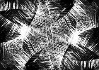 Multidimensional composition in abstract style, movement of the wheel spokes at a fast pace. Abstract graphics in a limited palette. meditation profit relax