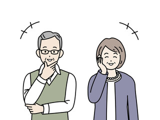 笑顔　喜ぶ　老夫婦　バストアップ