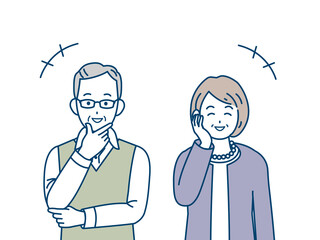 笑顔　喜ぶ　老夫婦　バストアップ