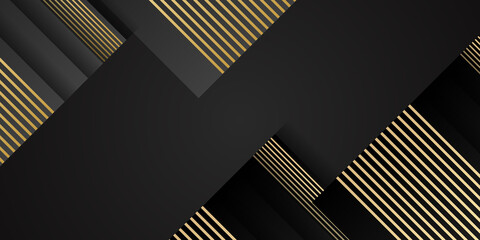 Gold line abstract background in black background