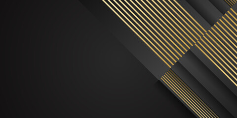 Gold line abstract background in black background