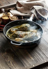 Deurstickers Palak Chicken or Chicken Saag, traditional indian or pakistani food © shustrilka