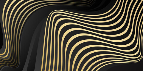 black and gold abstract wave background