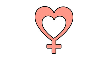 Simple flat style icon of the beautiful symbol of the astronomical man and Mars in the heart for the feast of love on Valentine's Day or March 8th. illustration