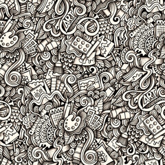 Cartoon hand-drawn doodles on the subject of Art style theme