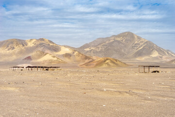 Peru, near Nazca, at Cemetery Chauchilla a beautiful coloured  desert Landscape.
