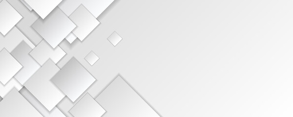 Abstract white square background for wide banner